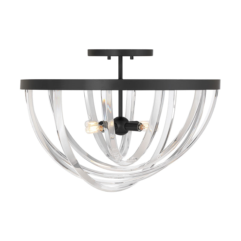 Savoy House Jennings 24in 4-Light Semi-Flush Mount | Modern & Glam Matte Black and Acrylic | Foyer & Bedroom Ceiling Light | 24 x 24 | Model 6-1777-4-89
