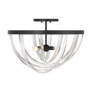 Savoy House Jennings 24in 4-Light Semi-Flush Mount | Modern & Glam Matte Black and Acrylic | Foyer & Bedroom Ceiling Light | 24 x 24 | Model 6-1777-4-89