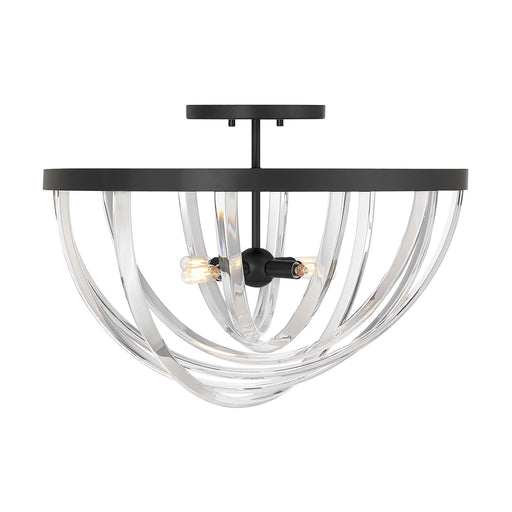 Savoy House Jennings 24in 4-Light Semi-Flush Mount | Modern & Glam Matte Black and Acrylic | Foyer & Bedroom Ceiling Light | 24 x 24 | Model 6-1777-4-89