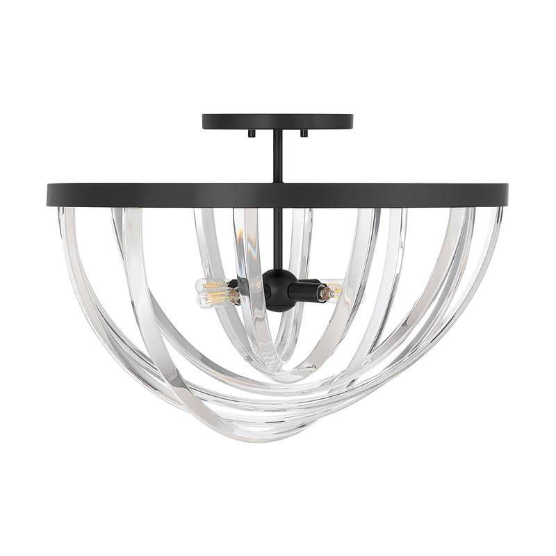 Savoy House Jennings 24in 4-Light Semi-Flush Mount | Modern & Glam Matte Black and Acrylic | Foyer & Bedroom Ceiling Light | 24 x 24 | Model 6-1777-4-89
