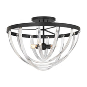Savoy House Jennings 24in 4-Light Semi-Flush Mount | Modern & Glam Matte Black and Acrylic | Foyer & Bedroom Ceiling Light | 24 x 24 | Model 6-1777-4-89