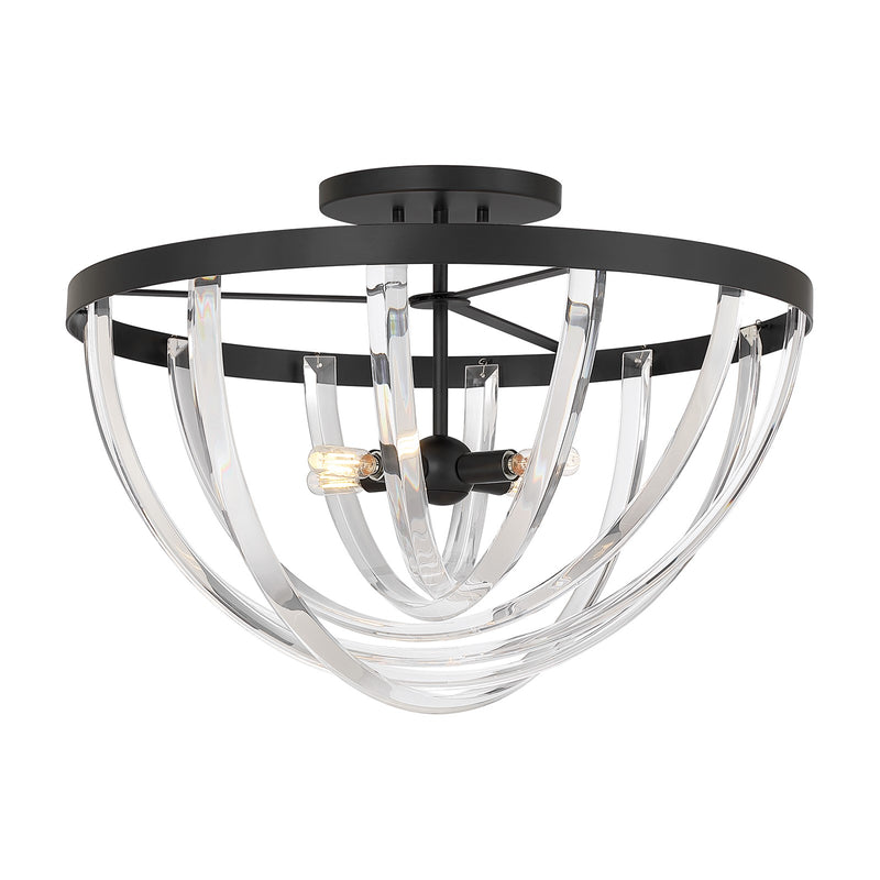 Savoy House Jennings 24in 4-Light Semi-Flush Mount | Modern & Glam Matte Black and Acrylic | Foyer & Bedroom Ceiling Light | 24 x 24 | Model 6-1777-4-89
