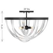 Savoy House Jennings 24in 4-Light Semi-Flush Mount | Modern & Glam Matte Black and Acrylic | Foyer & Bedroom Ceiling Light | 24 x 24 | Model 6-1777-4-89