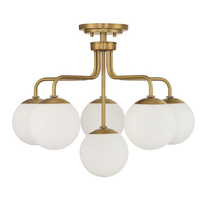 Savoy House Marco 6-Light Ceiling Light, Warm Brass/Opal