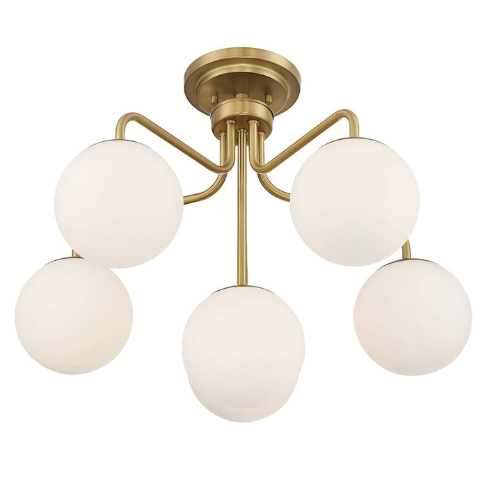 Savoy House Marco 6-Light Ceiling Light, Warm Brass/Opal