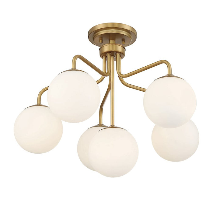 Savoy House Marco 6-Light Ceiling Light, Warm Brass/Opal