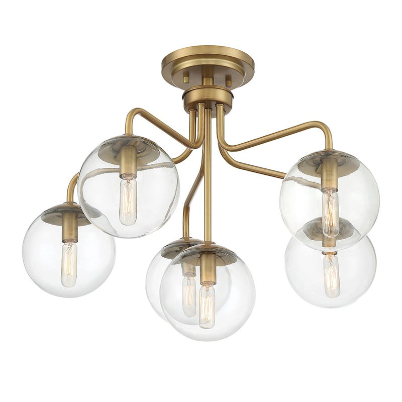 Savoy House Marco 6-Light Ceiling Light, Warm Brass