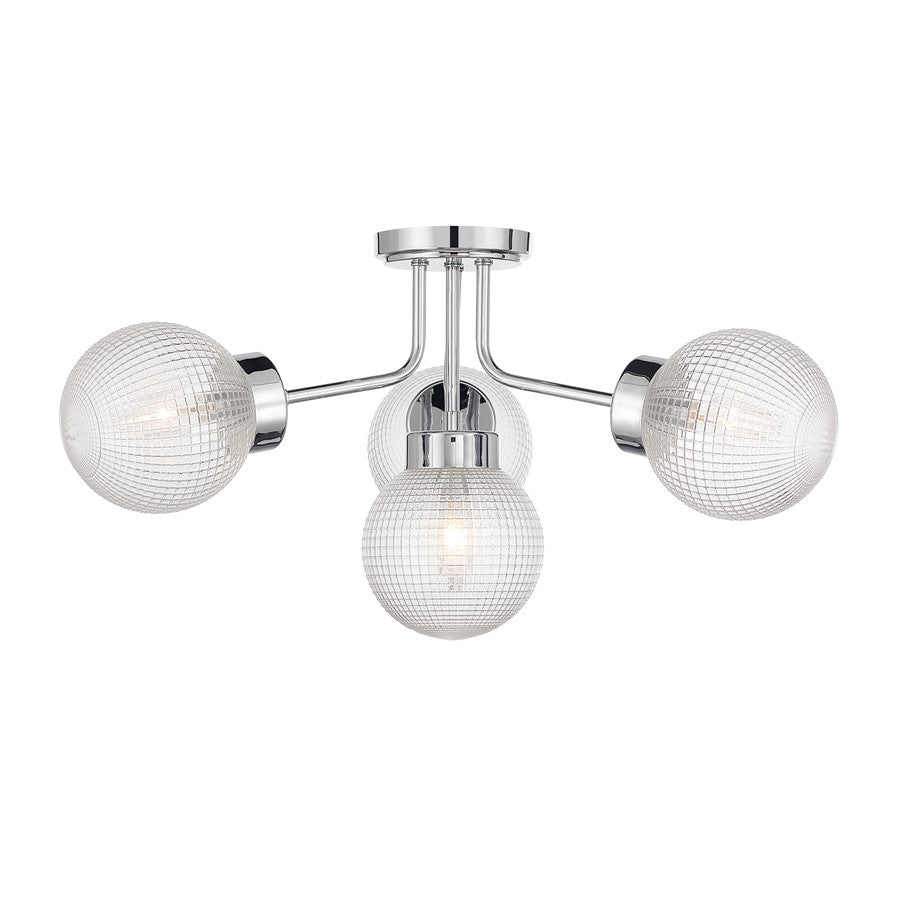 Savoy House Coral 4 Lt Semi-Flush, Chrome/Clear Textured, Chrome - 6-3364-4-11