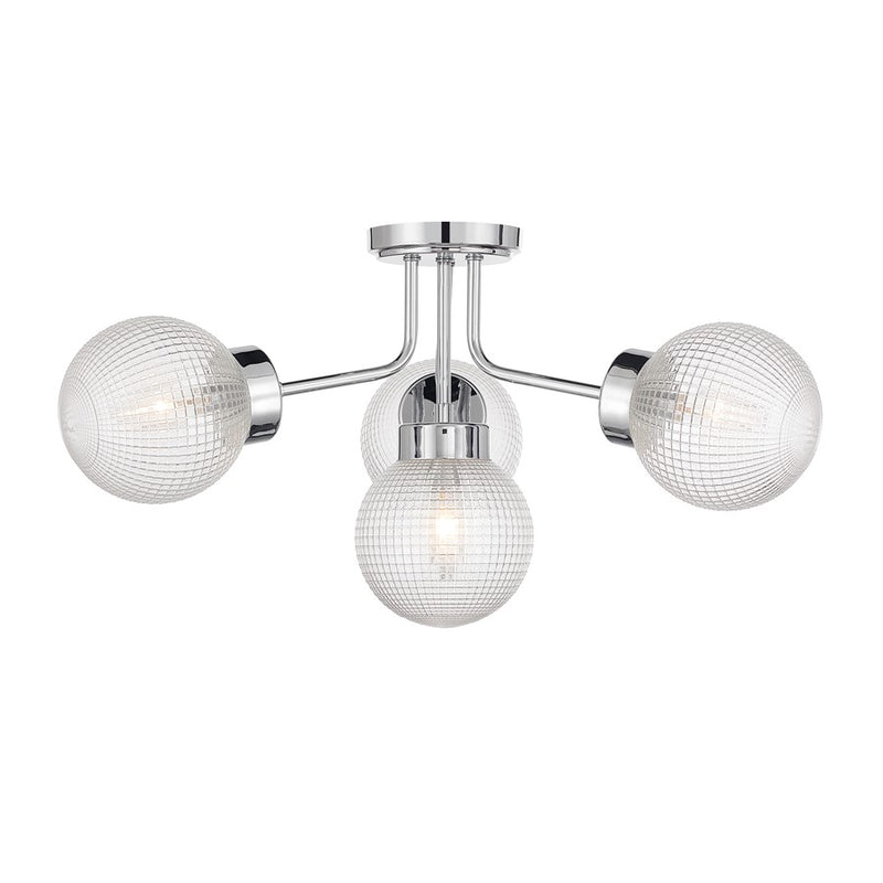 Savoy House Coral 4 Lt Semi-Flush, Chrome/Clear Textured, Chrome
