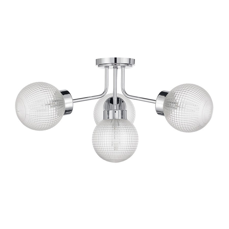Savoy House Coral 4 Lt Semi-Flush, Chrome/Clear Textured, Chrome