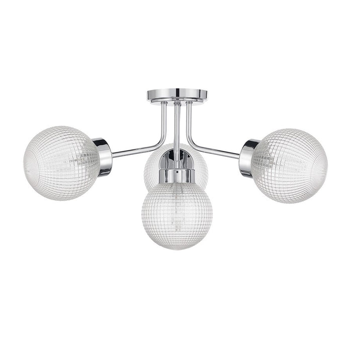 Savoy House Coral 4 Lt Semi-Flush, Chrome/Clear Textured, Chrome