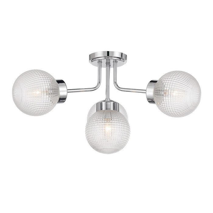 Savoy House Coral 4 Lt Semi-Flush, Chrome/Clear Textured, Chrome