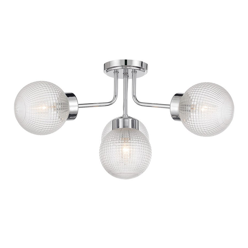 Savoy House Coral 4 Lt Semi-Flush, Chrome/Clear Textured, Chrome