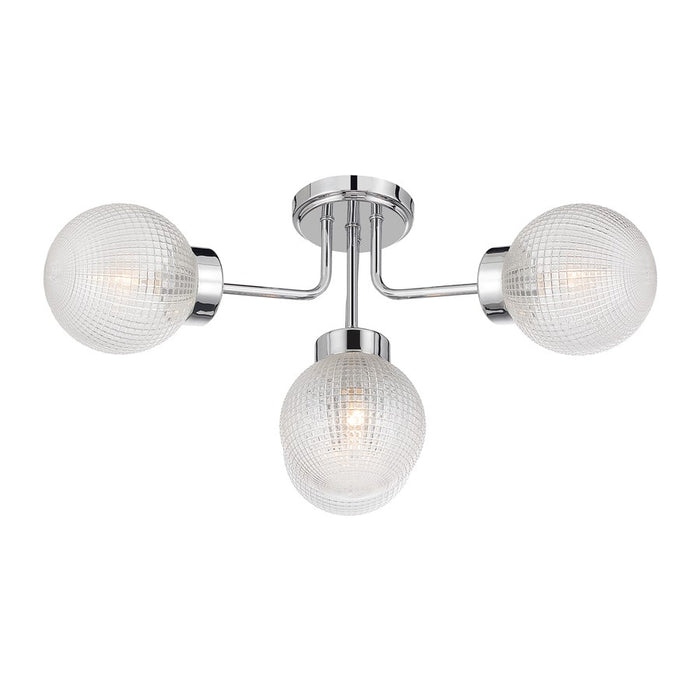 Savoy House Coral 4 Lt Semi-Flush, Chrome/Clear Textured, Chrome