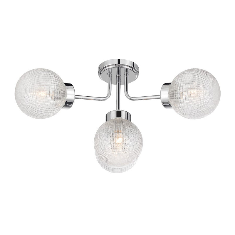 Savoy House Coral 4 Lt Semi-Flush, Chrome/Clear Textured, Chrome