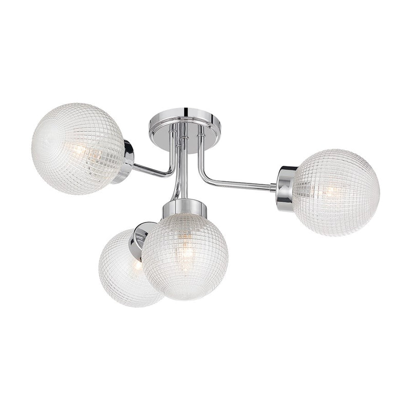 Savoy House Coral 4 Lt Semi-Flush, Chrome/Clear Textured, Chrome