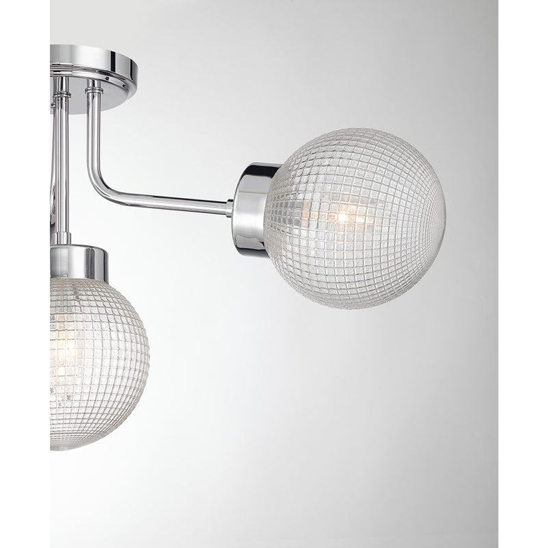 Savoy House Coral 4 Lt Semi-Flush, Chrome/Clear Textured, Chrome