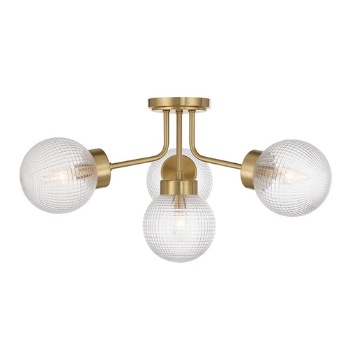 Savoy House Coral 4Lt Semi-Flush, Clear, Warm Brass - 6-3364-4-322