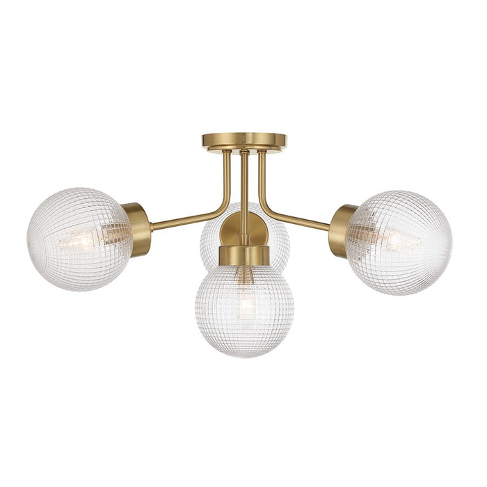 Savoy House Coral 4Lt Semi-Flush, Clear, Warm Brass - 6-3364-4-322