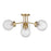 Savoy House Coral 4Lt Semi-Flush, Clear, Warm Brass