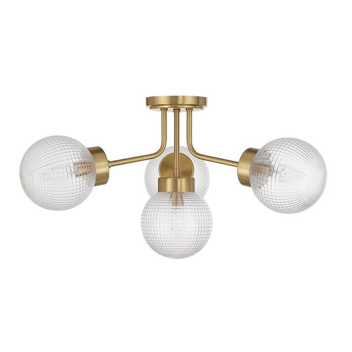 Savoy House Coral 4Lt Semi-Flush, Clear, Warm Brass