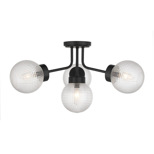 Savoy House Coral 4Lt Semi-Flush, Clear Matrix, Matte Black - 6-3364-4-89