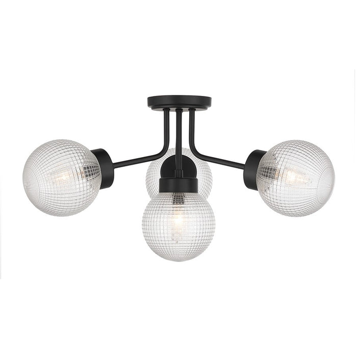 Savoy House Coral 4Lt Semi-Flush, Clear Matrix, Matte Black - 6-3364-4-89