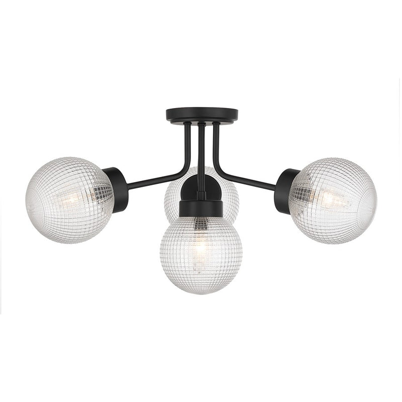 Savoy House Coral 4Lt Semi-Flush, Clear Matrix, Matte Black