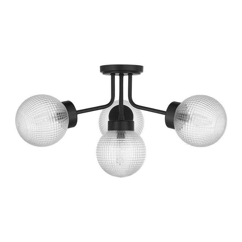Savoy House Coral 4Lt Semi-Flush, Clear Matrix, Matte Black