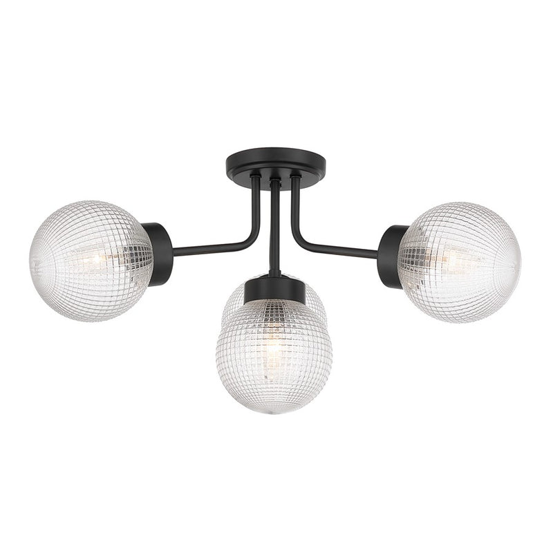 Savoy House Coral 4Lt Semi-Flush, Clear Matrix, Matte Black