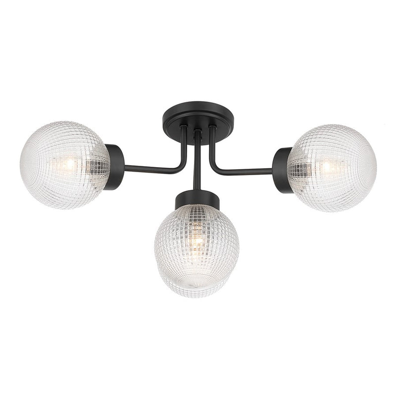 Savoy House Coral 4Lt Semi-Flush, Clear Matrix, Matte Black