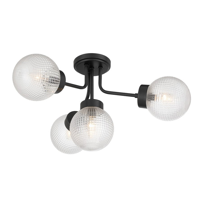 Savoy House Coral 4Lt Semi-Flush, Clear Matrix, Matte Black