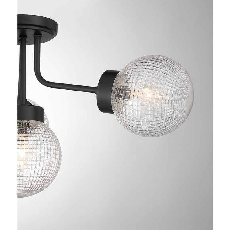 Savoy House Coral 4Lt Semi-Flush, Clear Matrix, Matte Black