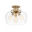 Savoy House Octave 3-Light Semi-Flush Mount | Warm Brass Metal & Clear Glass | Foyer, Hallway & Bedroom Ceiling Light | 60W per Bulb, Dimmable, E26 Base | Model 6-4035-3-322