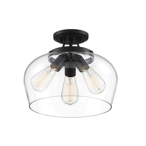 Savoy House Octave 3 Light Semi Flush Mount, Black