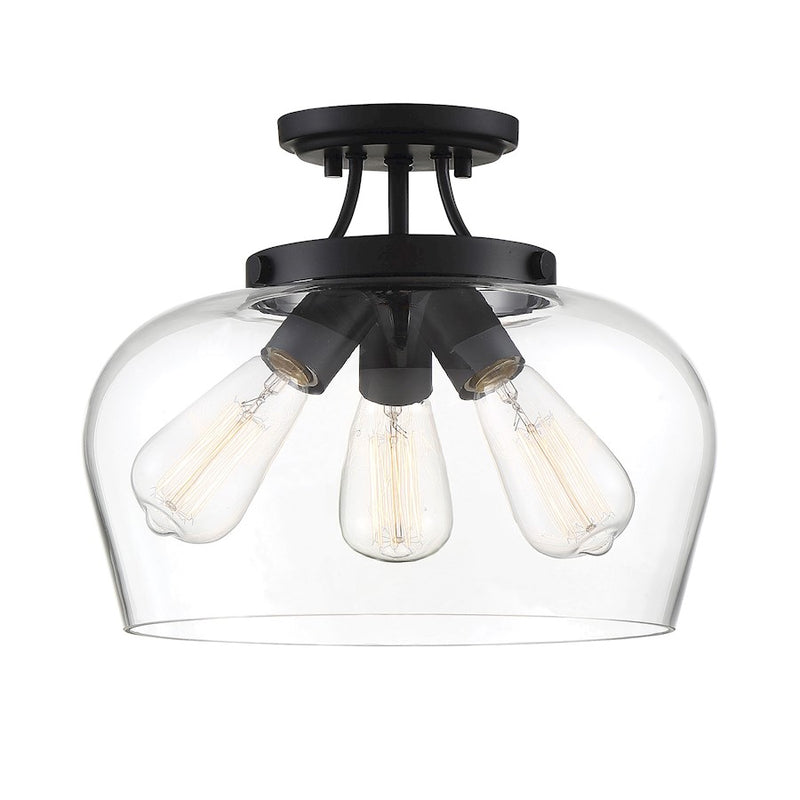 Savoy House Octave 3 Light Semi Flush Mount, Black