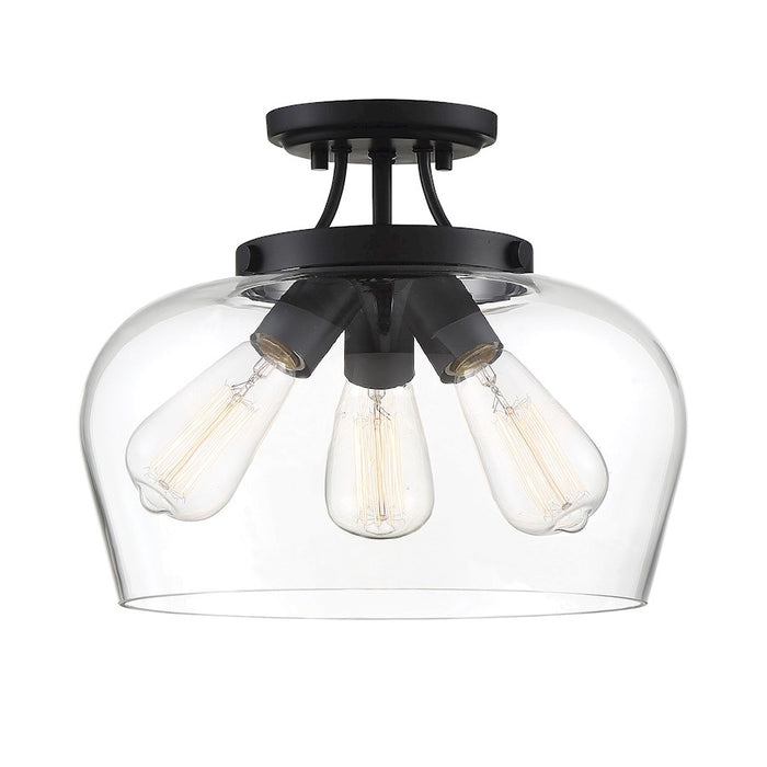 Savoy House Octave 3 Light Semi Flush Mount, Black