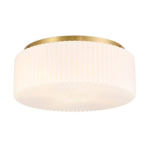 Savoy House Edgemont 4 Light Flush Mount, Warm Brass/White Strie