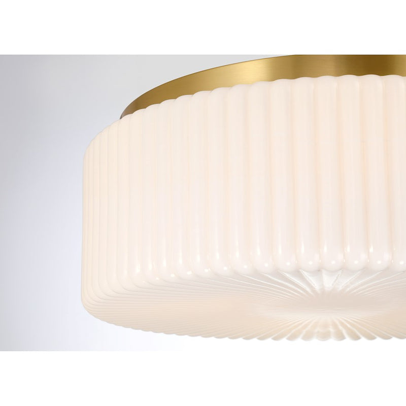 Savoy House Edgemont 4 Light Flush Mount, Warm Brass/White Strie