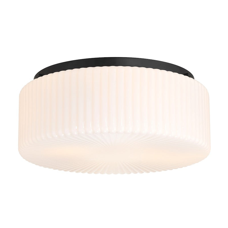 Savoy House Edgemont 4 Light Flush Mount, Matte Black/White Strie