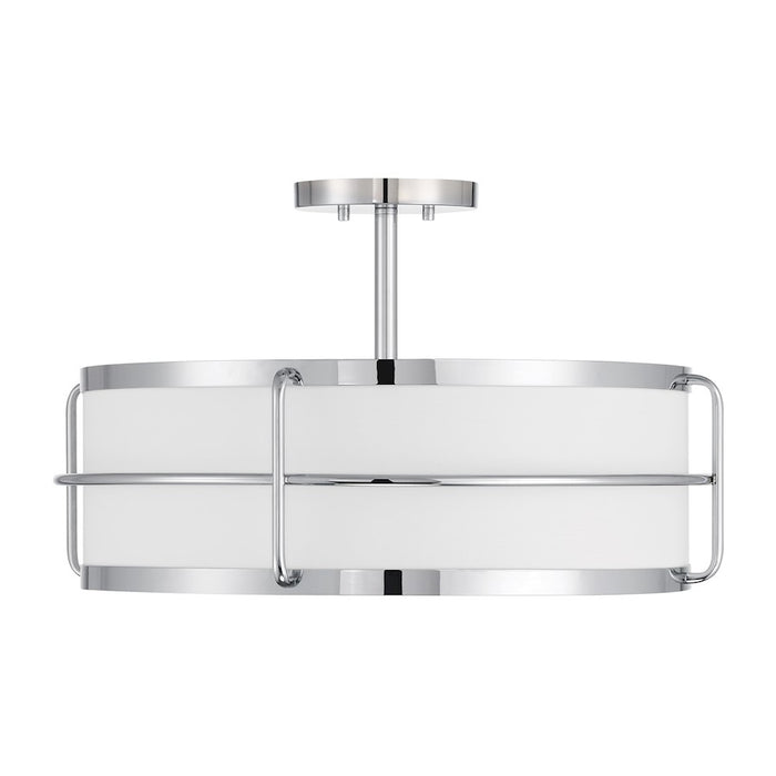 Savoy House Chauncey 4 Light Semi-Flush, Chrome/White