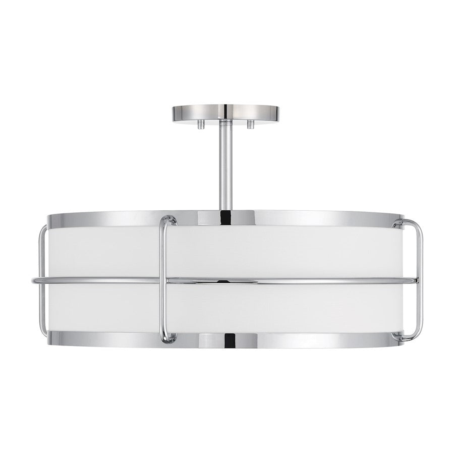 Savoy House Chauncey 4 Light Semi-Flush, Chrome/White