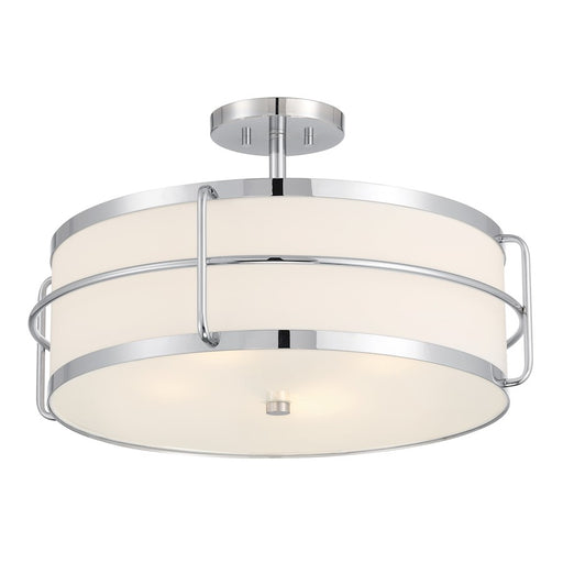 Savoy House Chauncey 4 Light Semi-Flush, Chrome/White