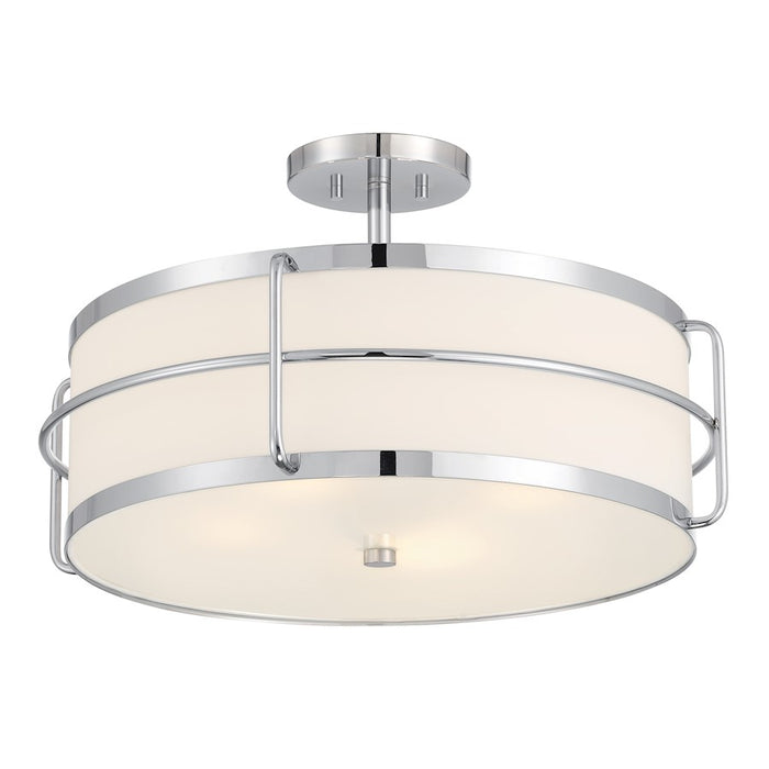 Savoy House Chauncey 4 Light Semi-Flush, Chrome/White