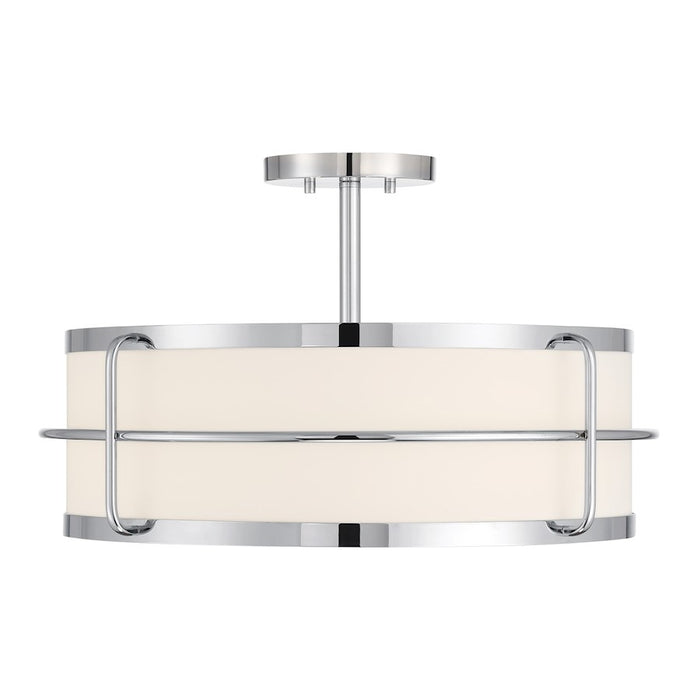 Savoy House Chauncey 4 Light Semi-Flush, Chrome/White