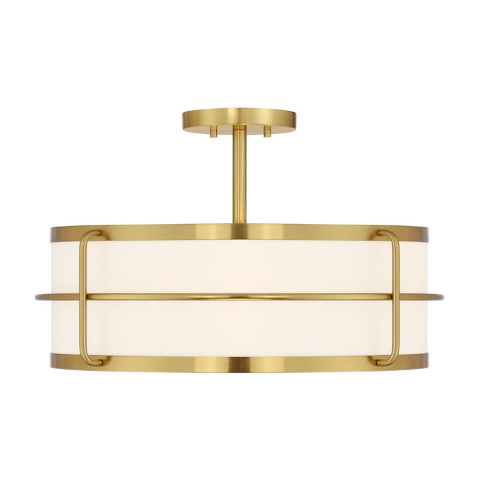Savoy House Chauncey 4 Light Semi-Flush, Warm Brass/White