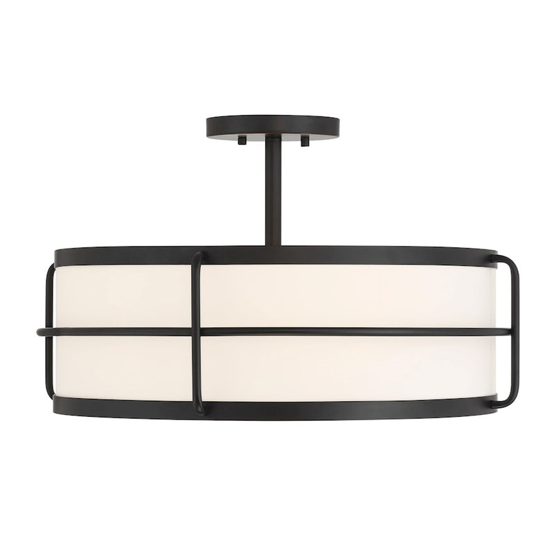 Savoy House Chauncey 4 Light Semi-Flush, Matte Black/White - 6-4193-4-89