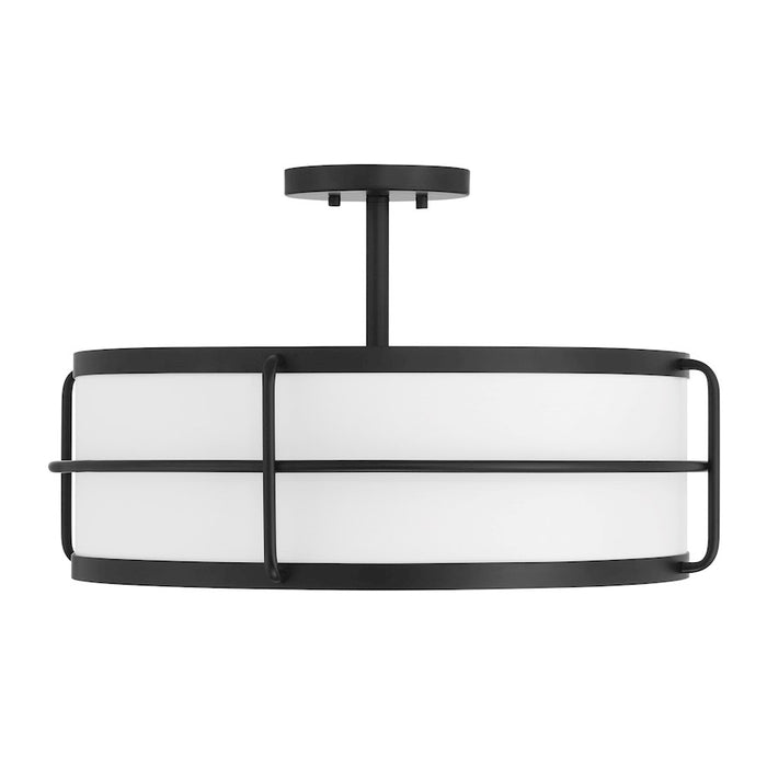 Savoy House Chauncey 4 Light Semi-Flush, Matte Black/White