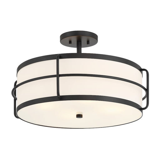 Savoy House Chauncey 4 Light Semi-Flush, Matte Black/White