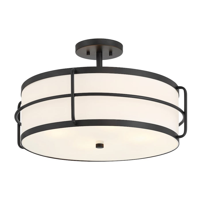 Savoy House Chauncey 4 Light Semi-Flush, Matte Black/White